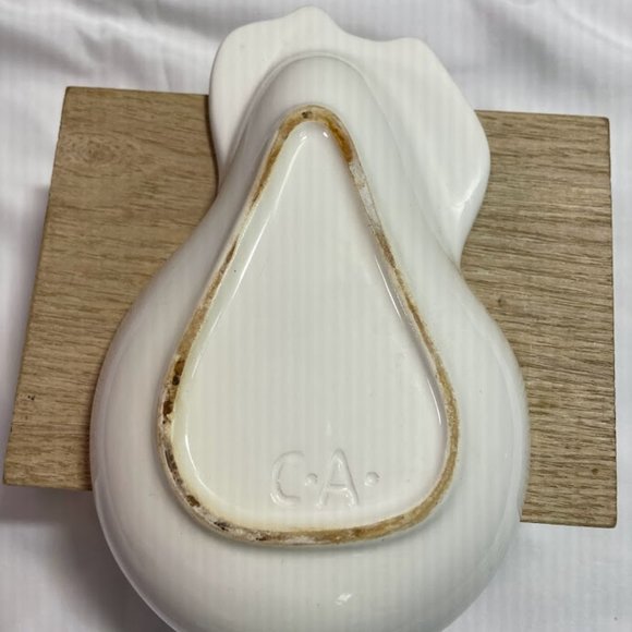 Clay Art Orange Yellow Brick Pattern Pear Dish Spoon Rest Ceramic Pear Trinket - Picture 8 of 8